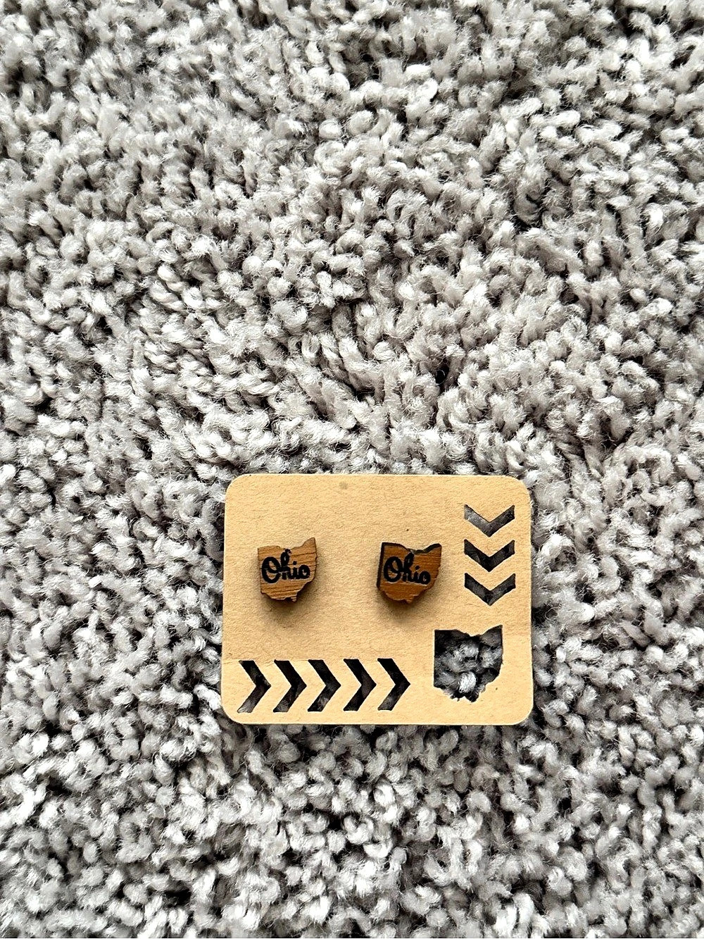 Ohio Wooden Stud Earrings in Brown & Black